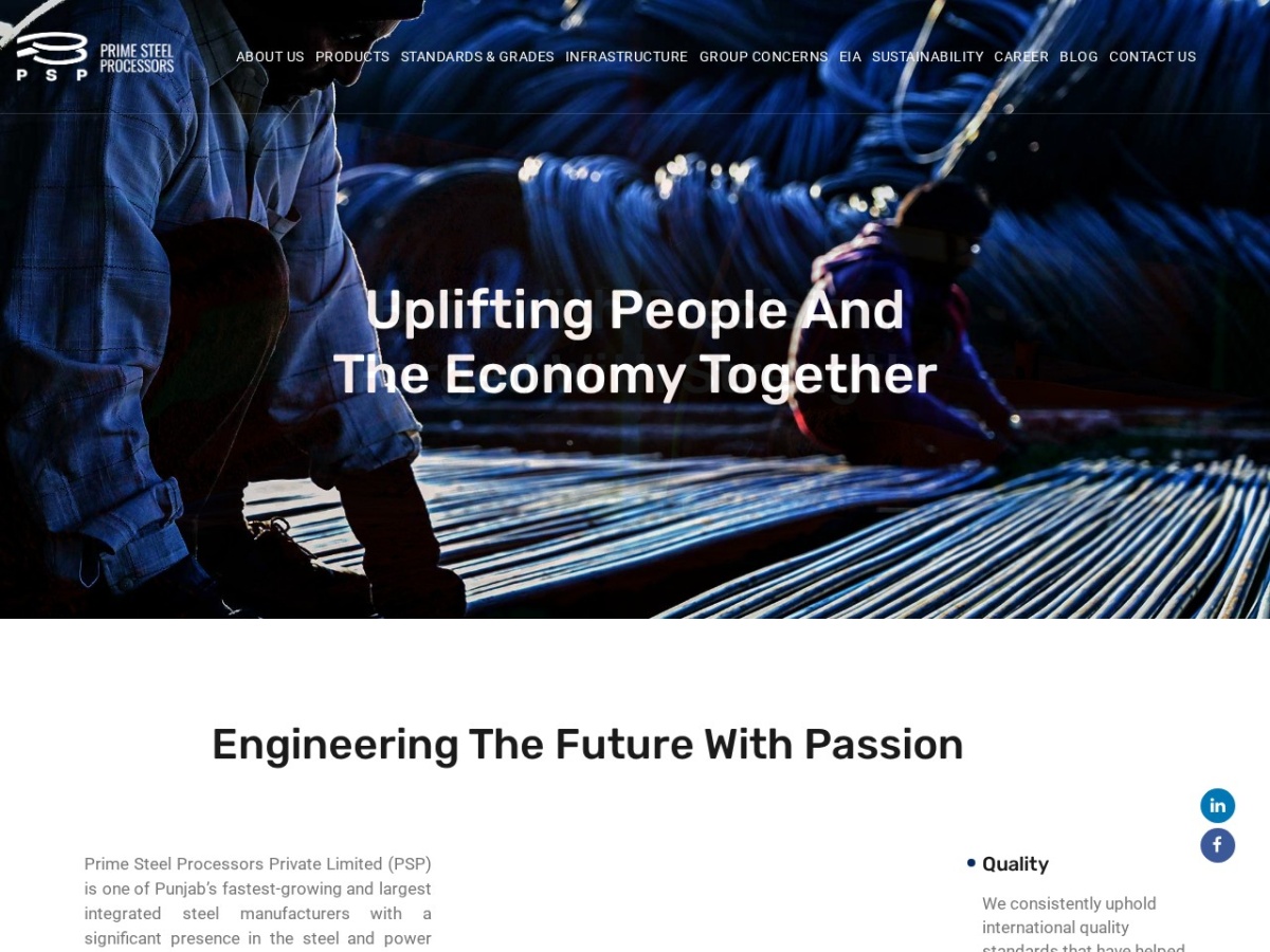 Prime Steels website