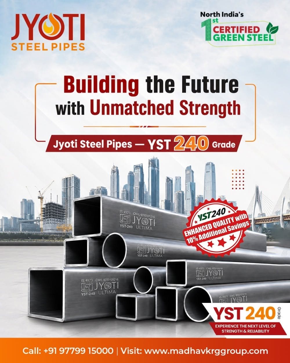 Jyoti Steel Pipes social media post designed by 909 Digital